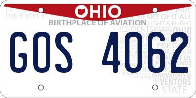 OH license plate GOS4062