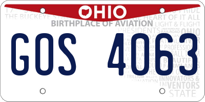 OH license plate GOS4063