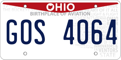 OH license plate GOS4064