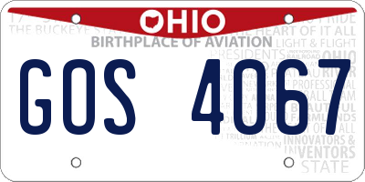 OH license plate GOS4067