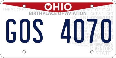 OH license plate GOS4070