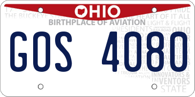 OH license plate GOS4080
