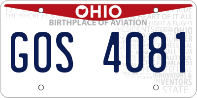 OH license plate GOS4081