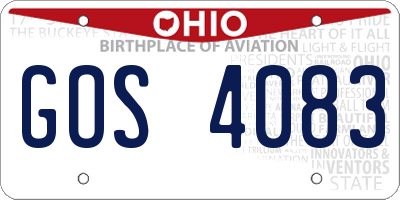 OH license plate GOS4083