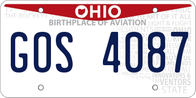 OH license plate GOS4087