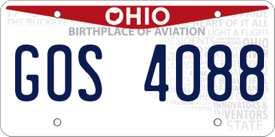 OH license plate GOS4088
