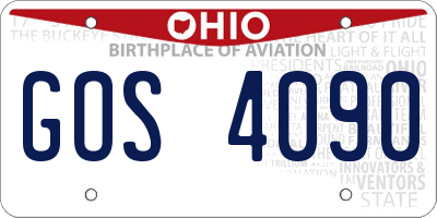 OH license plate GOS4090