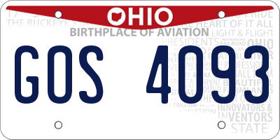 OH license plate GOS4093