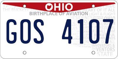 OH license plate GOS4107