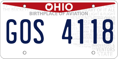 OH license plate GOS4118