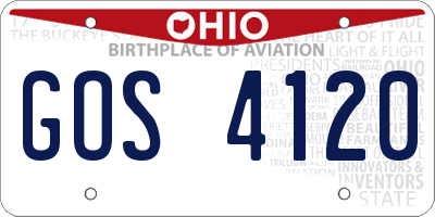OH license plate GOS4120