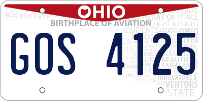 OH license plate GOS4125
