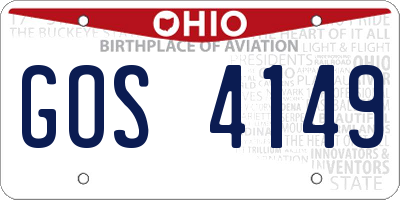 OH license plate GOS4149