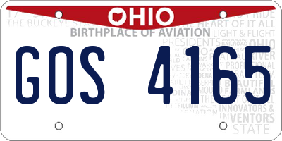 OH license plate GOS4165