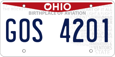 OH license plate GOS4201