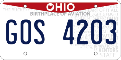 OH license plate GOS4203