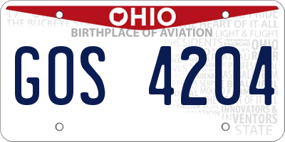 OH license plate GOS4204