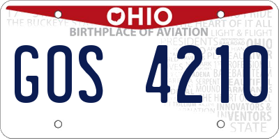 OH license plate GOS4210