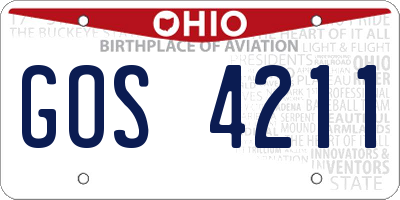 OH license plate GOS4211