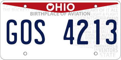 OH license plate GOS4213