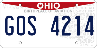 OH license plate GOS4214