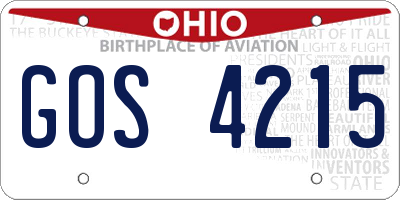OH license plate GOS4215