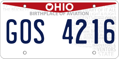 OH license plate GOS4216