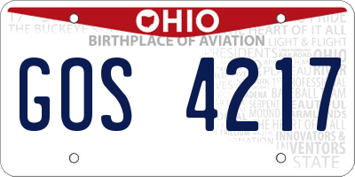 OH license plate GOS4217