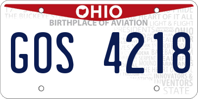 OH license plate GOS4218