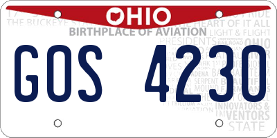 OH license plate GOS4230
