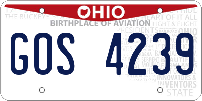 OH license plate GOS4239