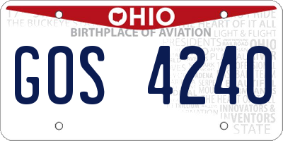 OH license plate GOS4240