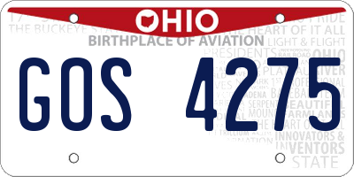 OH license plate GOS4275