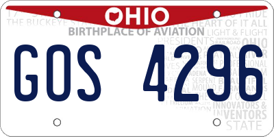 OH license plate GOS4296