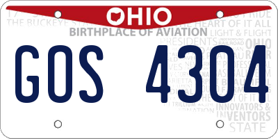OH license plate GOS4304