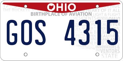 OH license plate GOS4315