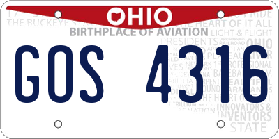 OH license plate GOS4316