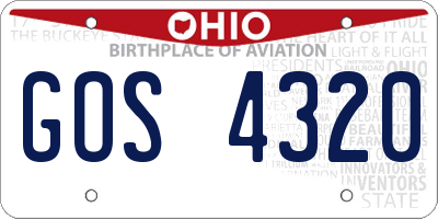 OH license plate GOS4320