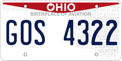 OH license plate GOS4322