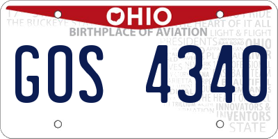 OH license plate GOS4340