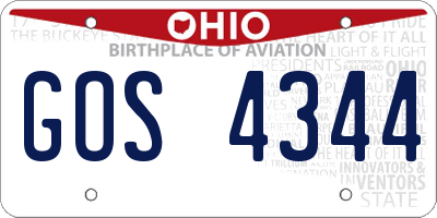 OH license plate GOS4344
