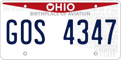 OH license plate GOS4347