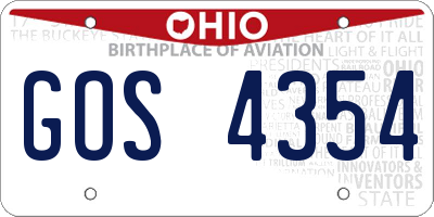 OH license plate GOS4354