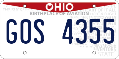 OH license plate GOS4355