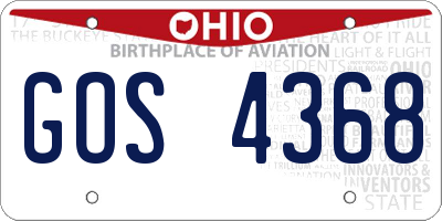 OH license plate GOS4368