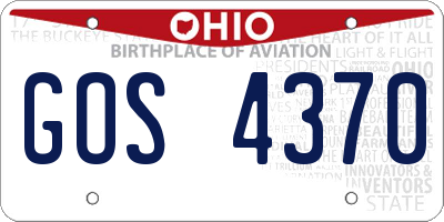 OH license plate GOS4370