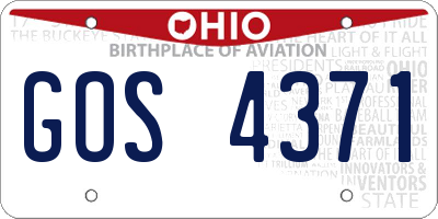 OH license plate GOS4371