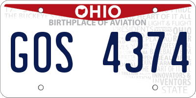 OH license plate GOS4374
