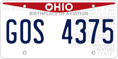 OH license plate GOS4375