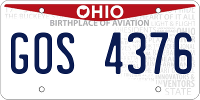 OH license plate GOS4376